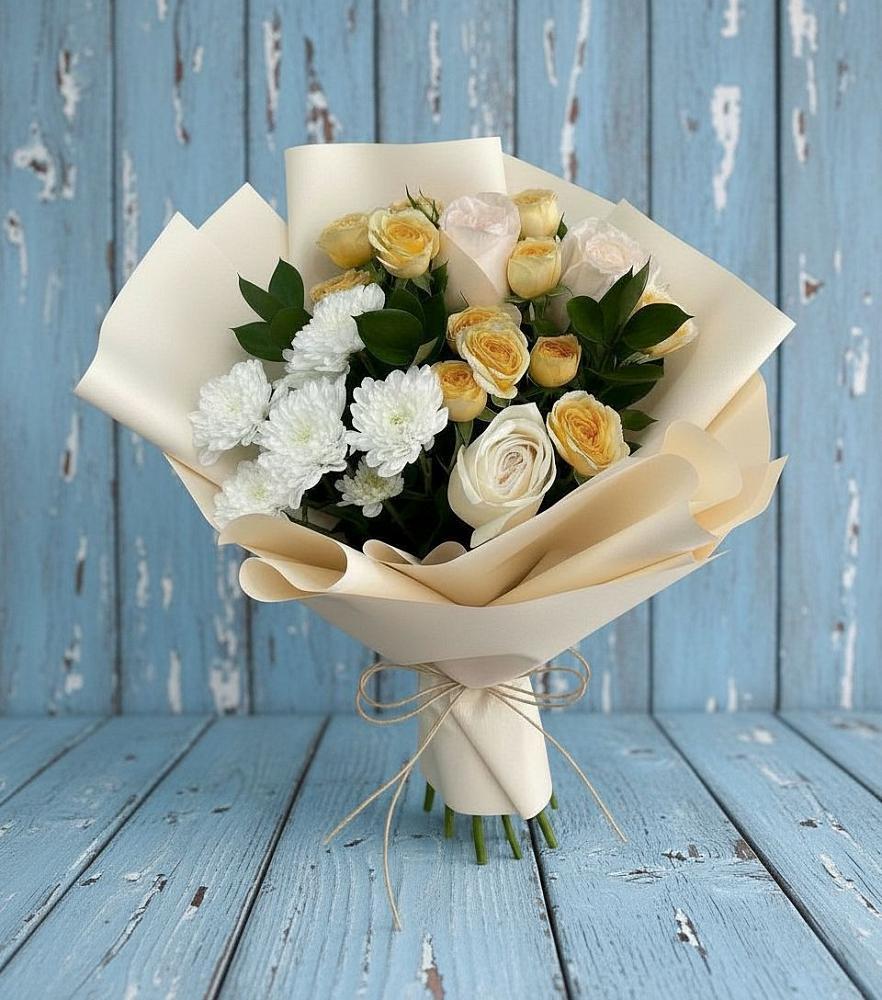Букет цветов из: Розы и Хризантемы в Поселке имени Свердлова