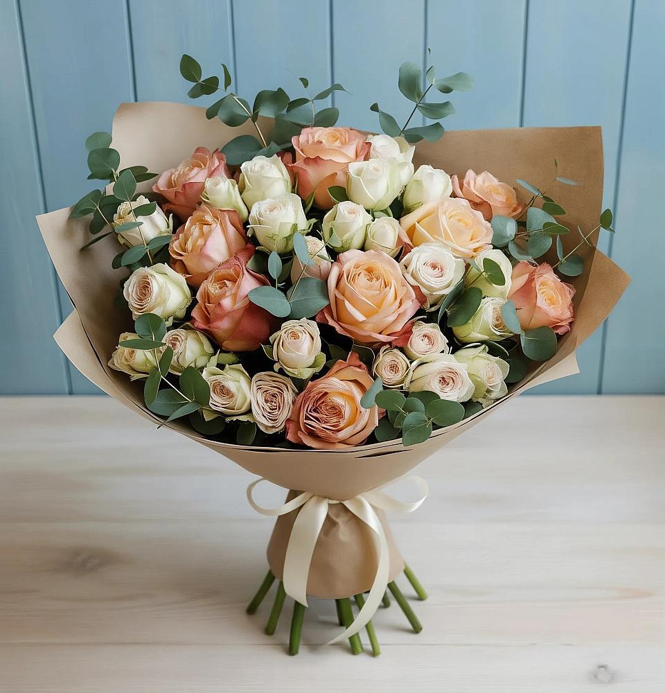 Букет цветов из: Альстромерии и Розы в Поселке имени Свердлова