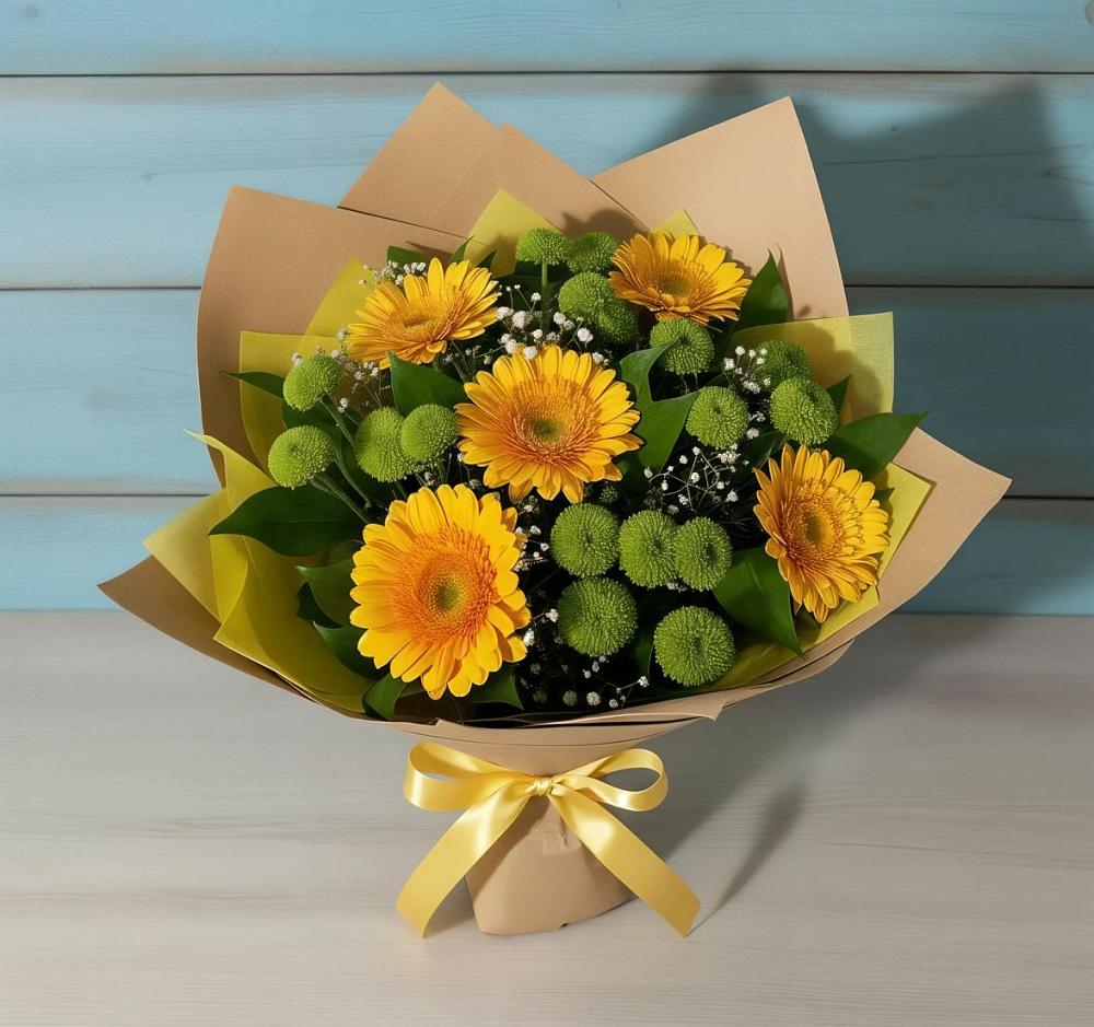 Букет цветов из: Герберы и Хризантемы в Поселке имени Свердлова