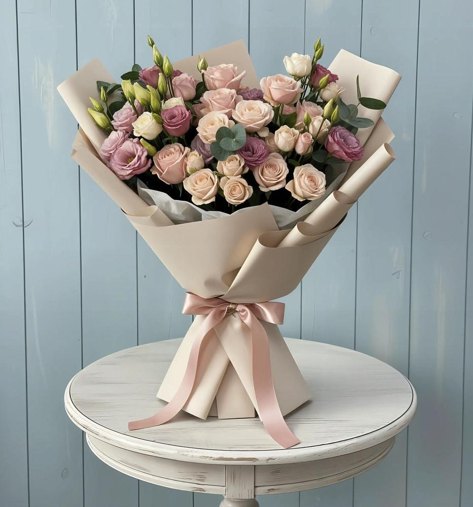 Букет цветов из: Розы и Лизиантусы в Поселке имени Свердлова