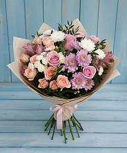 Букет цветов из:  Хризантемы, Розы и Альстромерии #REPLACE_PRED# Поселке имени Свердлова