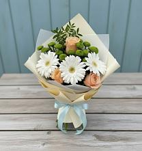 Букет цветов из:  Герберы, Розы и Хризантемы в Поселке имени Свердлова