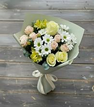 Букет цветов из:  Альстромерии, Розы и Хризантемы в Поселке имени Свердлова